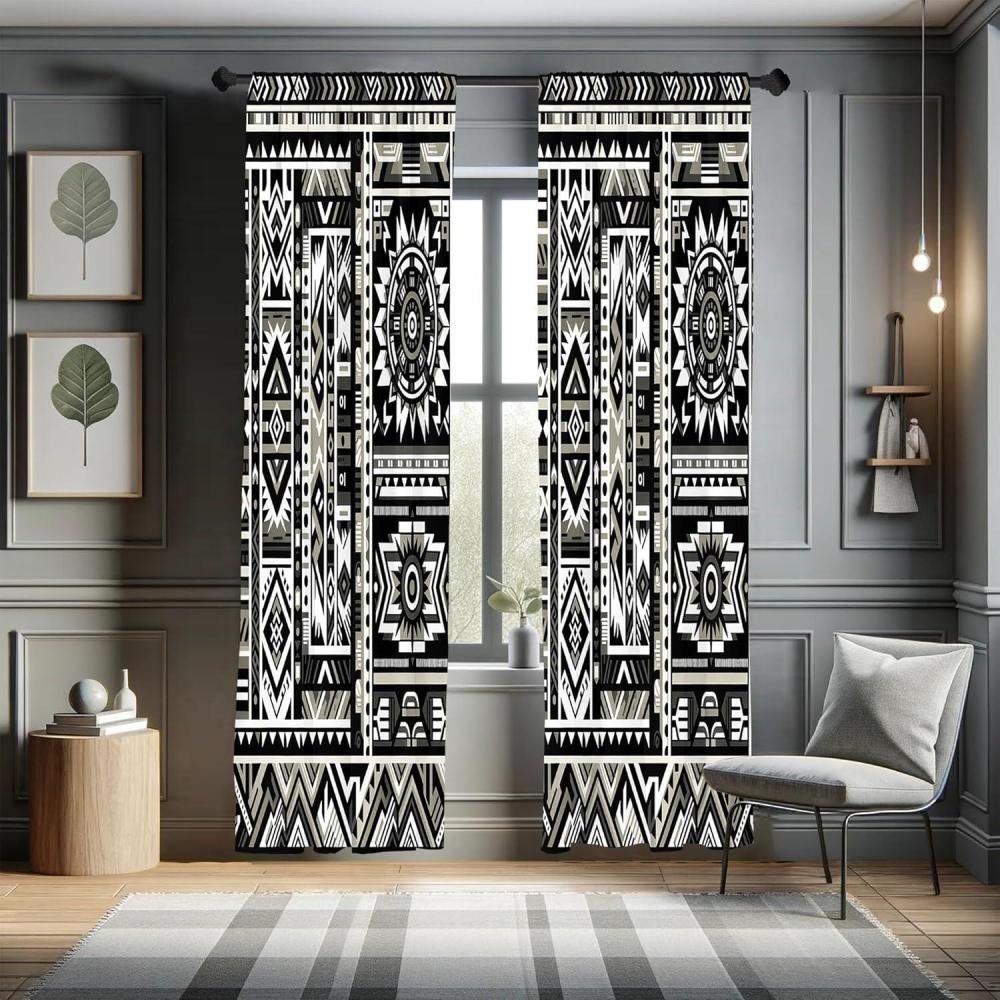 imageAmbesonne Bohemian Curtains Hexagons Floral Botany Art in Cold Colors Ocean and Nature Tones Window Treatments 2 Panel Set for Living Room Bedroom Pair of  28quot x 95quot Teal Green and Sea BlueCharcoal Grey Pale Sepia