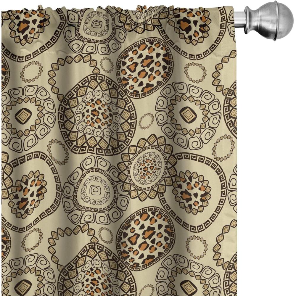 imageAmbesonne Bohemian Curtains Hexagons Floral Botany Art in Cold Colors Ocean and Nature Tones Window Treatments 2 Panel Set for Living Room Bedroom Pair of 28quot x 95quot Teal Green and Sea BlueBeige and Brown