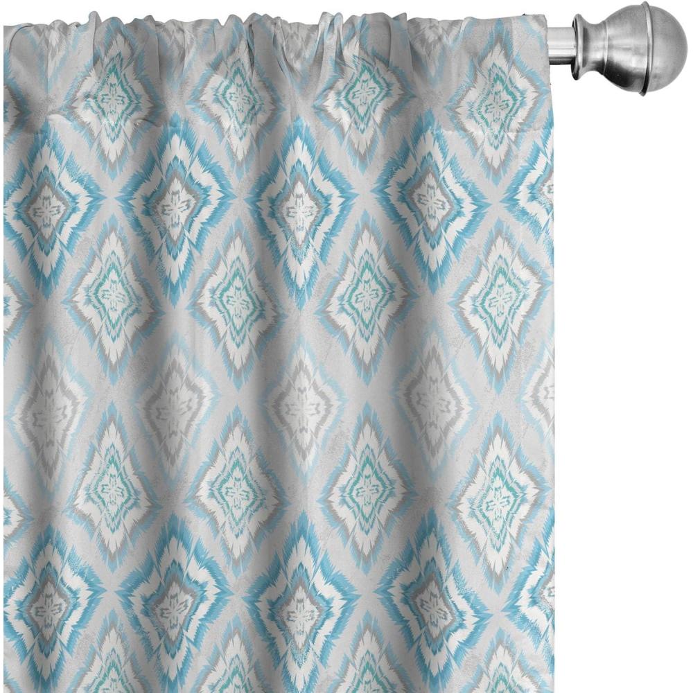 imageAmbesonne Bohemian Curtains Hexagons Floral Botany Art in Cold Colors Ocean and Nature Tones Window Treatments 2 Panel Set for Living Room Bedroom Pair of  28quot x 95quot Teal Green and Sea BlueSky Blue Pale Grey