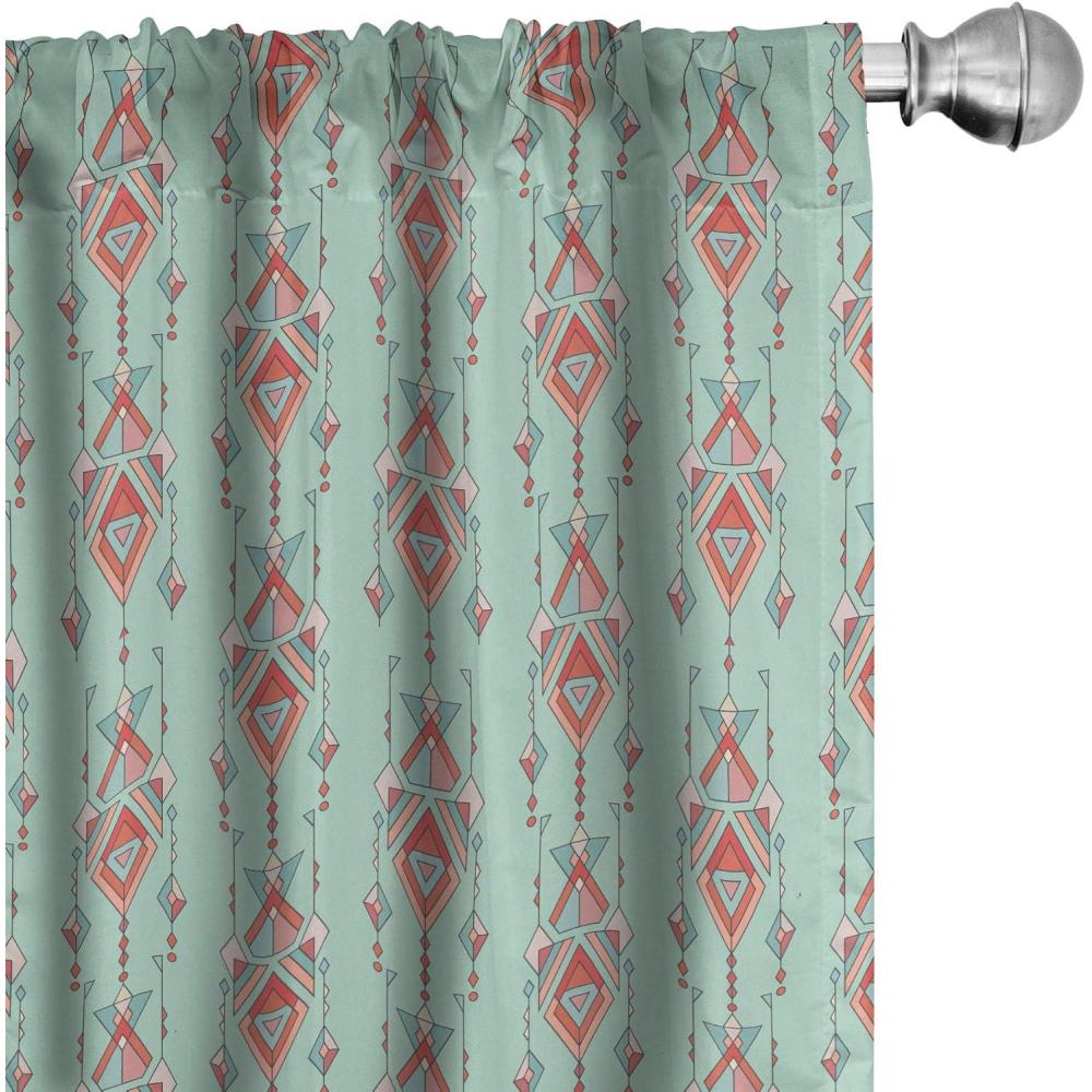 imageAmbesonne Bohemian Curtains Hexagons Floral Botany Art in Cold Colors Ocean and Nature Tones Window Treatments 2 Panel Set for Living Room Bedroom Pair of  28quot x 95quot Teal Green and Sea BlueTeal Red