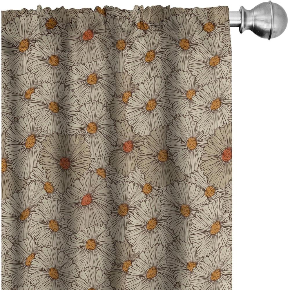 imageAmbesonne Bohemian Curtains Hexagons Floral Botany Art in Cold Colors Ocean and Nature Tones Window Treatments 2 Panel Set for Living Room Bedroom Pair of 28quot x 95quot Teal Green and Sea BlueMarigold Orange