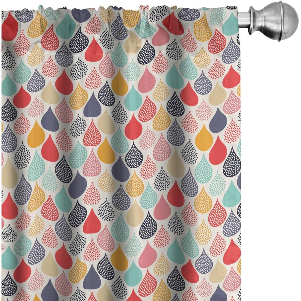 imageAmbesonne Bohemian Curtains Hexagons Floral Botany Art in Cold Colors Ocean and Nature Tones Window Treatments 2 Panel Set for Living Room Bedroom Pair of  28quot x 95quot Teal Green and Sea BlueTeal Coral
