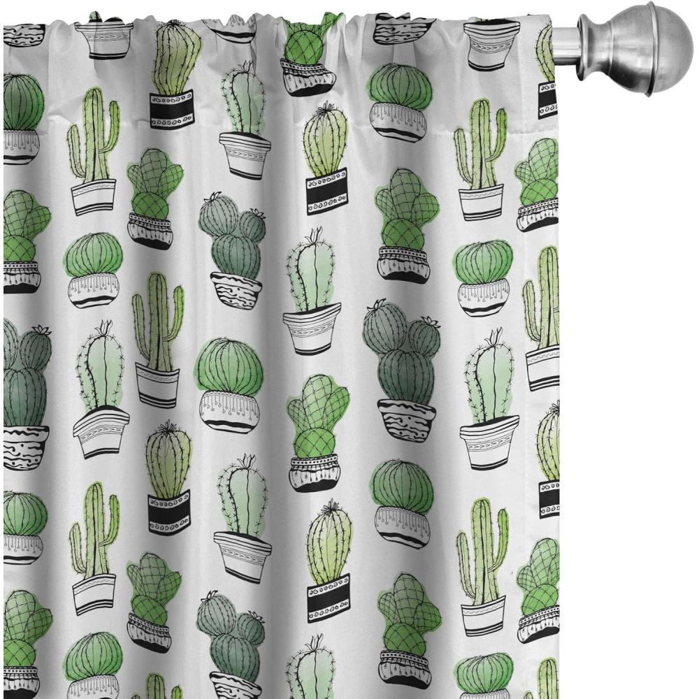 imageAmbesonne Botanical Curtains Vintage Floral Pattern with Detailed Exotic Leaves from Different Trees Window Treatments 2 Panel Set for Living Room Bedroom Pair of  28quot x 84quot Green and IvoryGreen Black