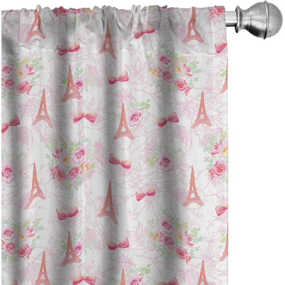 imageAmbesonne Botanical Curtains Vintage Floral Pattern with Detailed Exotic Leaves from Different Trees Window Treatments 2 Panel Set for Living Room Bedroom Pair of 28quot x 84quot Green and IvoryPink Green
