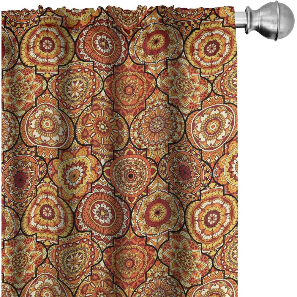 imageAmbesonne Botanical Curtains Vintage Floral Pattern with Detailed Exotic Leaves from Different Trees Window Treatments 2 Panel Set for Living Room Bedroom Pair of 28quot x 84quot Green and IvoryOrange Yellow
