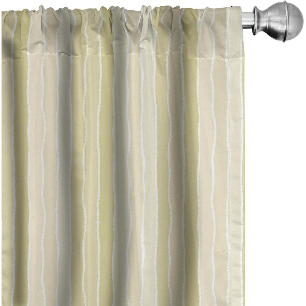 imageAmbesonne Botanical Curtains Vintage Floral Pattern with Detailed Exotic Leaves from Different Trees Window Treatments 2 Panel Set for Living Room Bedroom Pair of 28quot x 84quot Green and IvoryPale Yellow Champagne
