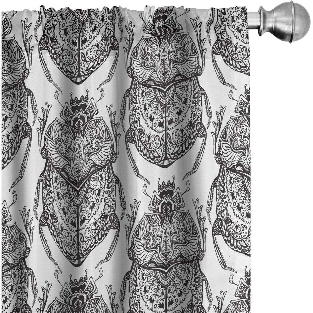 imageAmbesonne Botanical Curtains Vintage Floral Pattern with Detailed Exotic Leaves from Different Trees Window Treatments 2 Panel Set for Living Room Bedroom Pair of 28quot x 84quot Green and IvoryWhite and Black