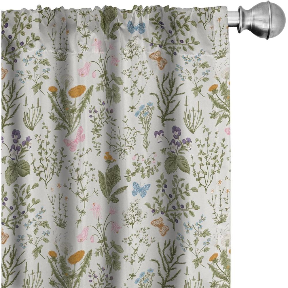 imageAmbesonne Botanical Curtains Vintage Floral Pattern with Detailed Exotic Leaves from Different Trees Window Treatments 2 Panel Set for Living Room Bedroom Pair of 28quot x 84quot Green and IvoryMustard Green