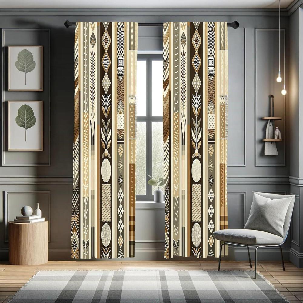 imageAmbesonne Botanical Curtains Vintage Floral Pattern with Detailed Exotic Leaves from Different Trees Window Treatments 2 Panel Set for Living Room Bedroom Pair of 28quot x 84quot Green and IvoryChocolate Ecru Taupe
