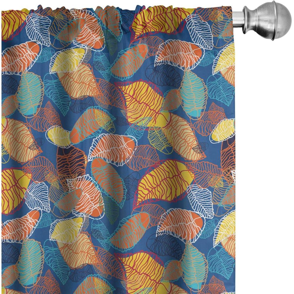 imageAmbesonne Botanical Curtains Vintage Floral Pattern with Detailed Exotic Leaves from Different Trees Window Treatments 2 Panel Set for Living Room Bedroom Pair of 28quot x 84quot Green and IvoryBlue Brown