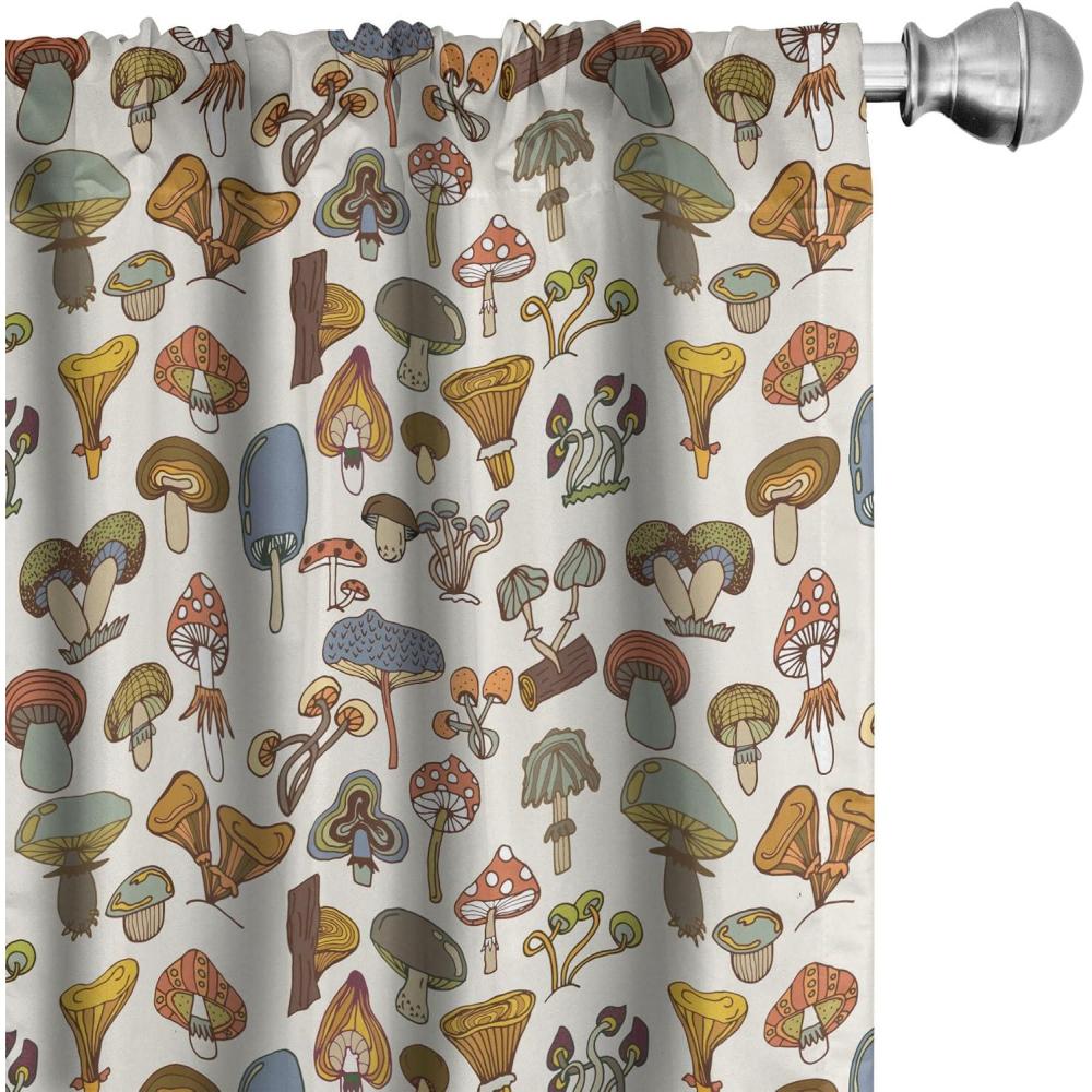imageAmbesonne Botanical Curtains Vintage Floral Pattern with Detailed Exotic Leaves from Different Trees Window Treatments 2 Panel Set for Living Room Bedroom Pair of 28quot x 84quot Green and IvoryGreen Yellow Orange