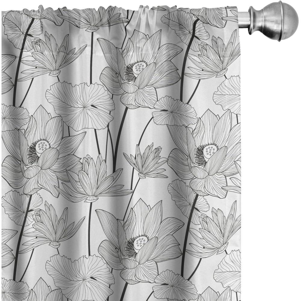 imageAmbesonne Botanical Curtains Vintage Floral Pattern with Detailed Exotic Leaves from Different Trees Window Treatments 2 Panel Set for Living Room Bedroom Pair of 28quot x 84quot Green and IvoryWhite and Pale Black