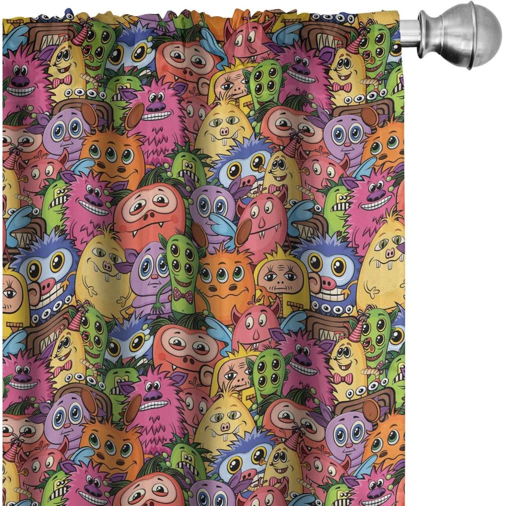imageAmbesonne Botanical Curtains Vintage Floral Pattern with Detailed Exotic Leaves from Different Trees Window Treatments 2 Panel Set for Living Room Bedroom Pair of 28quot x 84quot Green and IvoryMagenta