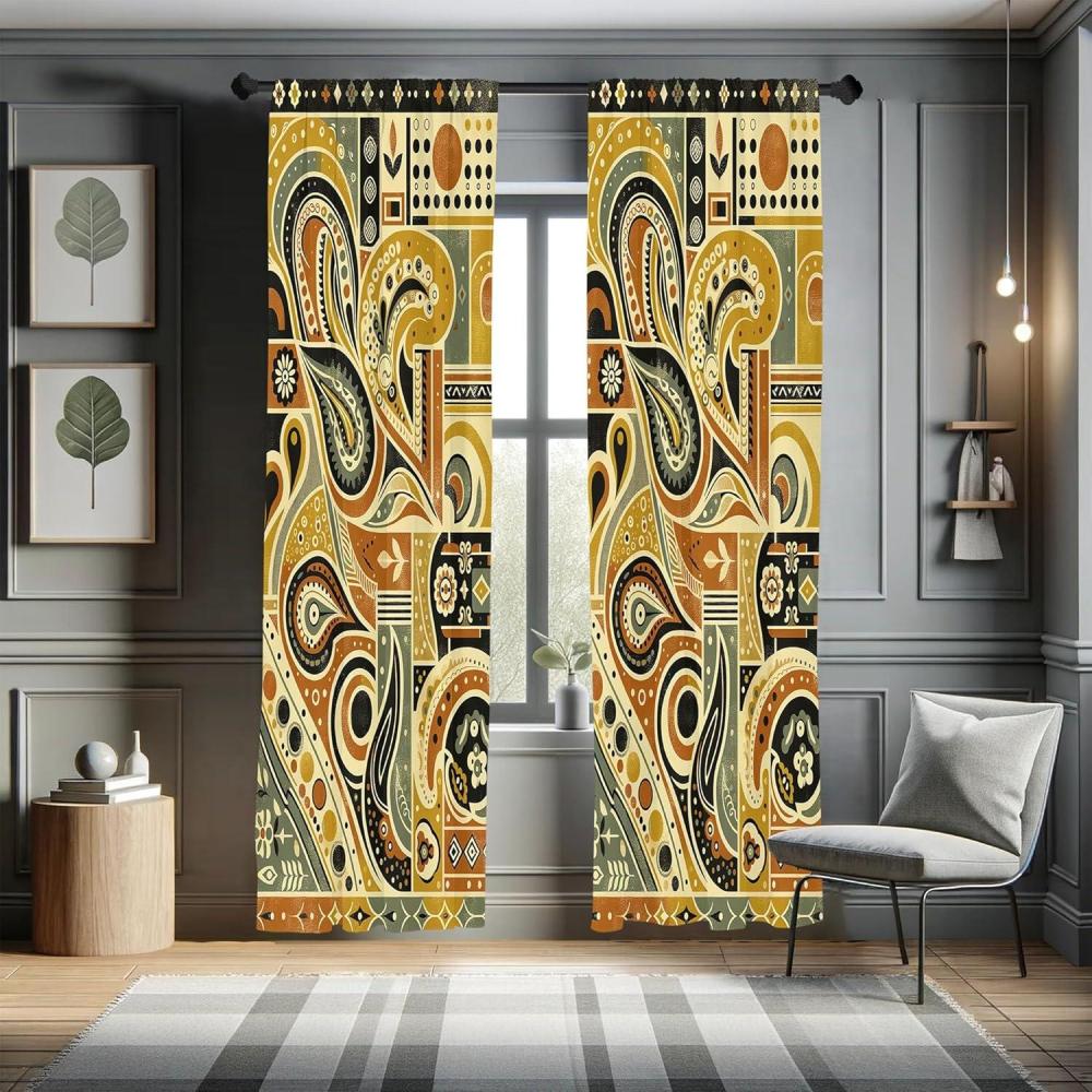 imageAmbesonne Botanical Curtains Vintage Floral Pattern with Detailed Exotic Leaves from Different Trees Window Treatments 2 Panel Set for Living Room Bedroom Pair of 28quot x 84quot Green and IvoryKhaki Pale Rust Amber