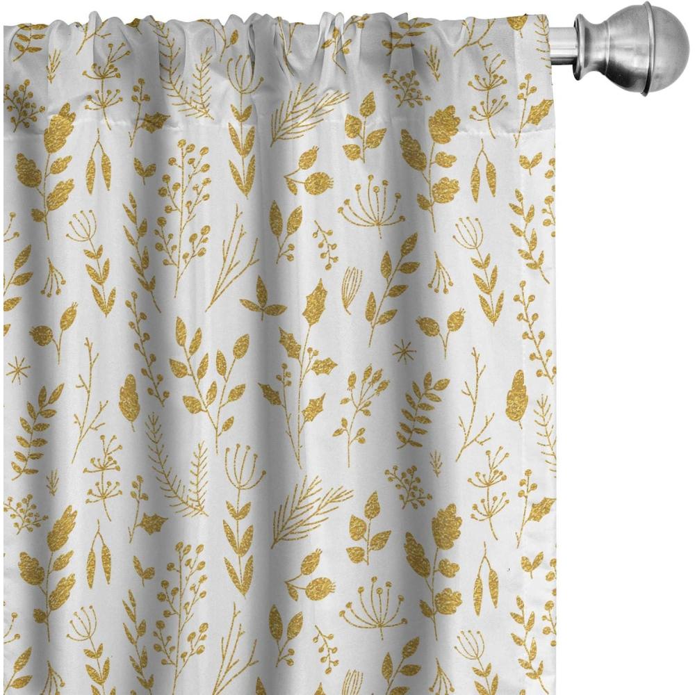 imageAmbesonne Botanical Curtains Watercolor Fall Branches and Geometric Mid Century Modern Autumnal Art Window Treatments 2 Panel Set for Living Room Bedroom Pair of 28quot x 84quot Forest Green Rust TanEarth Yellow