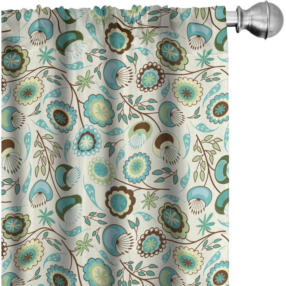 imageAmbesonne Botanical Curtains Watercolor Fall Branches and Geometric Mid Century Modern Autumnal Art Window Treatments 2 Panel Set for Living Room Bedroom Pair of 28quot x 84quot Forest Green Rust TanGreen