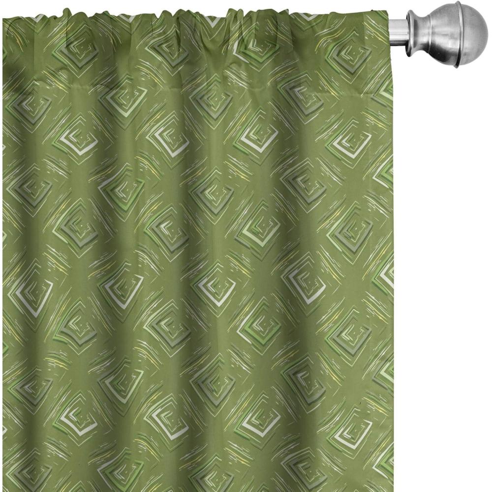 imageAmbesonne Botanical Curtains Watercolor Fall Branches and Geometric Mid Century Modern Autumnal Art Window Treatments 2 Panel Set for Living Room Bedroom Pair of 28quot x 84quot Forest Green Rust TanOlive Green