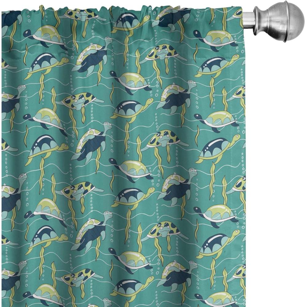 imageAmbesonne Botanical Curtains Watercolor Fall Branches and Geometric Mid Century Modern Autumnal Art Window Treatments 2 Panel Set for Living Room Bedroom Pair of 28quot x 84quot Forest Green Rust TanTurquoise