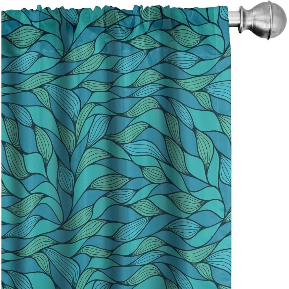 imageAmbesonne Botanical Curtains Watercolor Fall Branches and Geometric Mid Century Modern Autumnal Art Window Treatments 2 Panel Set for Living Room Bedroom Pair of 28quot x 84quot Forest Green Rust TanGreen Mint