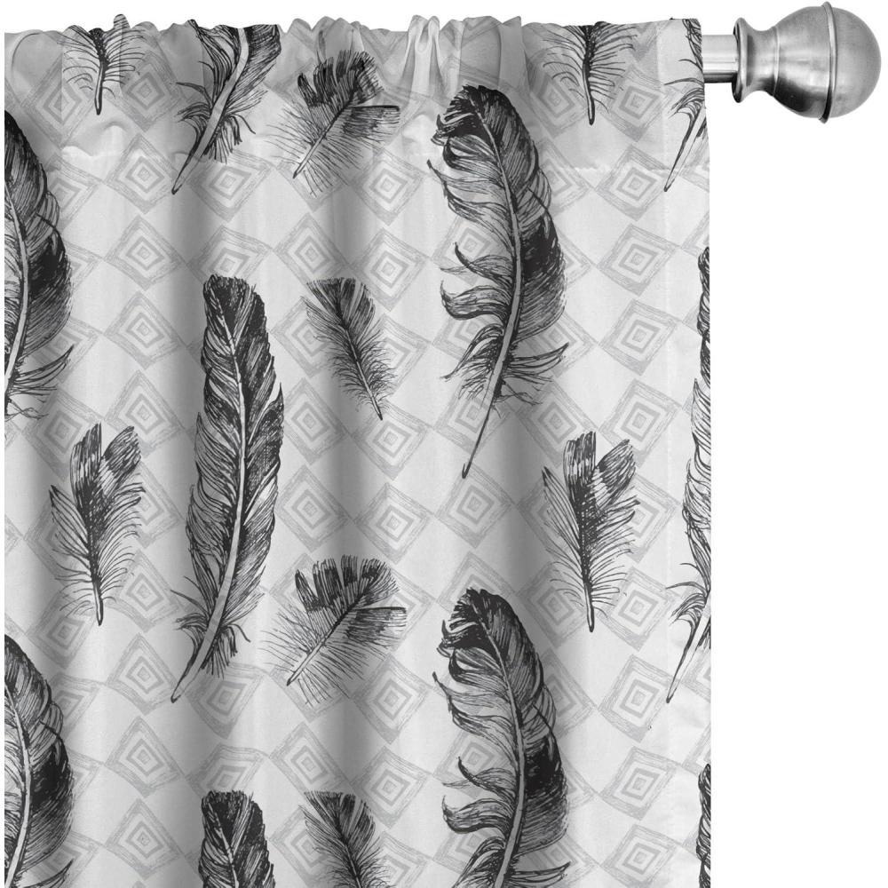 imageAmbesonne Botanical Curtains Watercolor Fall Branches and Geometric Mid Century Modern Autumnal Art Window Treatments 2 Panel Set for Living Room Bedroom Pair of 28quot x 84quot Forest Green Rust TanWhite and Grey