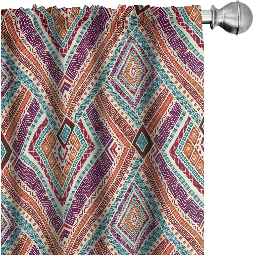 imageAmbesonne Botanical Curtains Watercolor Fall Branches and Geometric Mid Century Modern Autumnal Art Window Treatments 2 Panel Set for Living Room Bedroom Pair of 28quot x 84quot Forest Green Rust TanPurple Teal