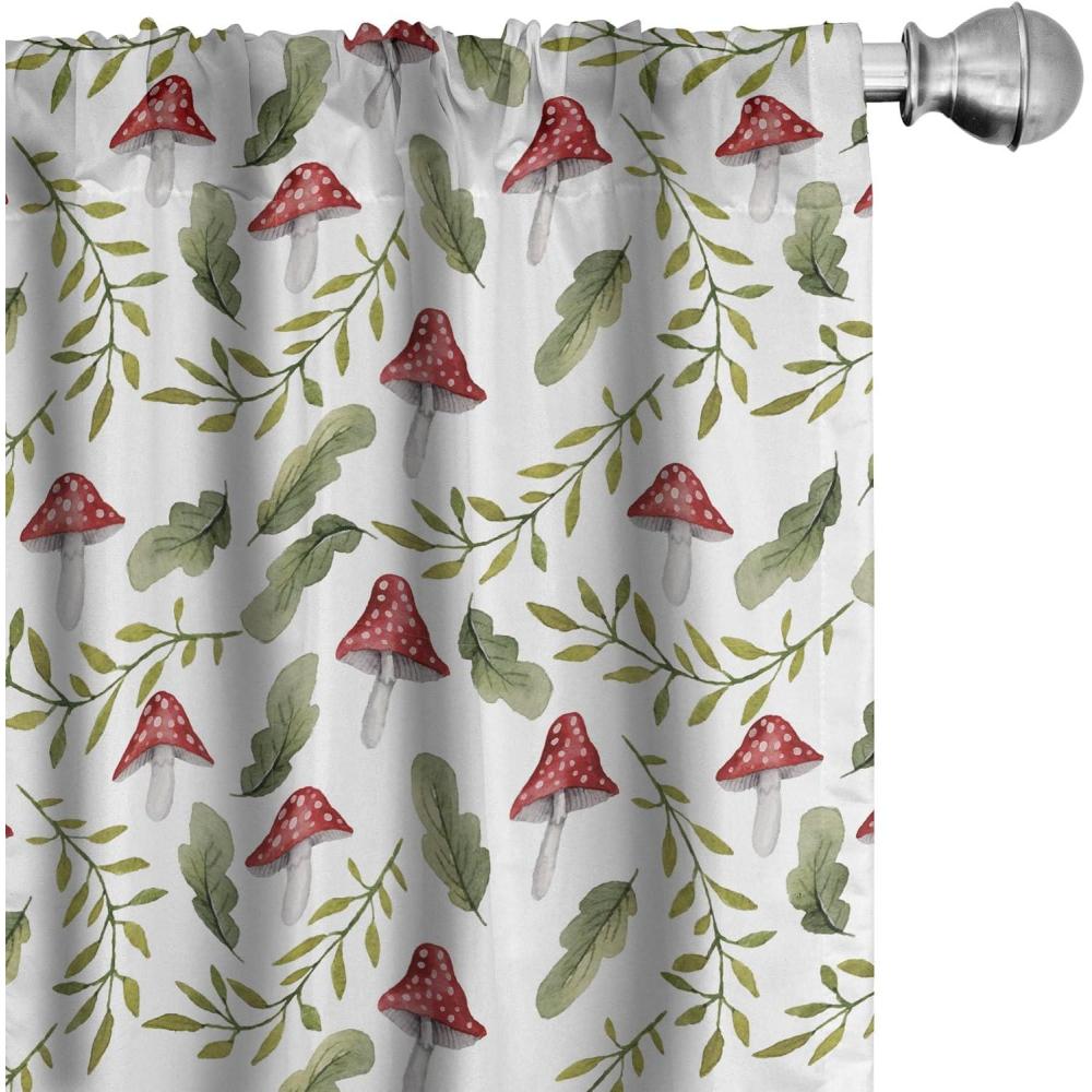 imageAmbesonne Botanical Curtains Watercolor Fall Branches and Geometric Mid Century Modern Autumnal Art Window Treatments 2 Panel Set for Living Room Bedroom Pair of 28quot x 84quot Forest Green Rust TanGreen Ruby