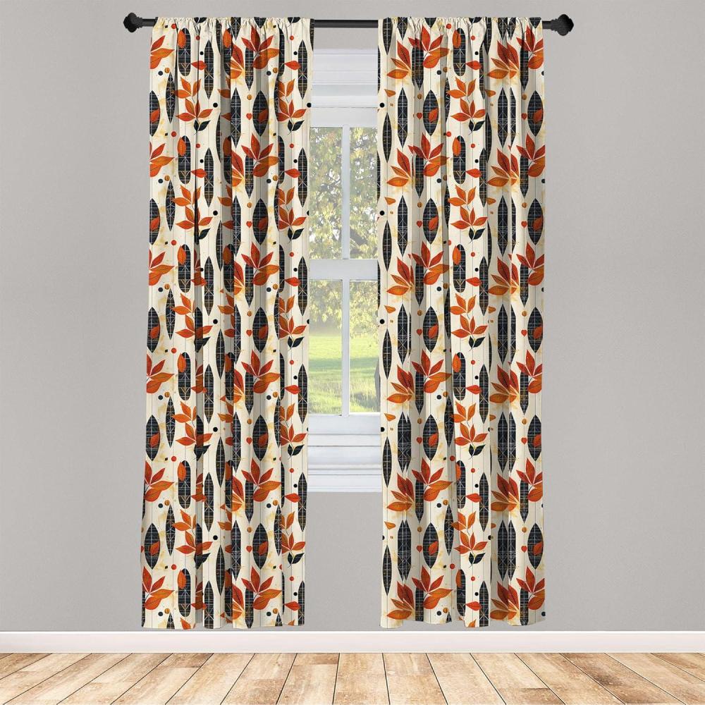 imageAmbesonne Botanical Curtains Watercolor Fall Branches and Geometric Mid Century Modern Autumnal Art Window Treatments 2 Panel Set for Living Room Bedroom Pair of 28quot x 84quot Forest Green Rust TanIvory Ginger Dark Grey
