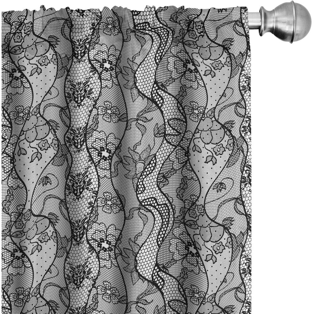 imageAmbesonne Cats Curtains Modern Scandi Pattern of Kitten Love with Romantic Hearts Cartoon Design Window Treatments 2 Panel Set for Living Room Bedroom Pair of 28quot x 63quot Ginger Olive Green WhiteGrey Black