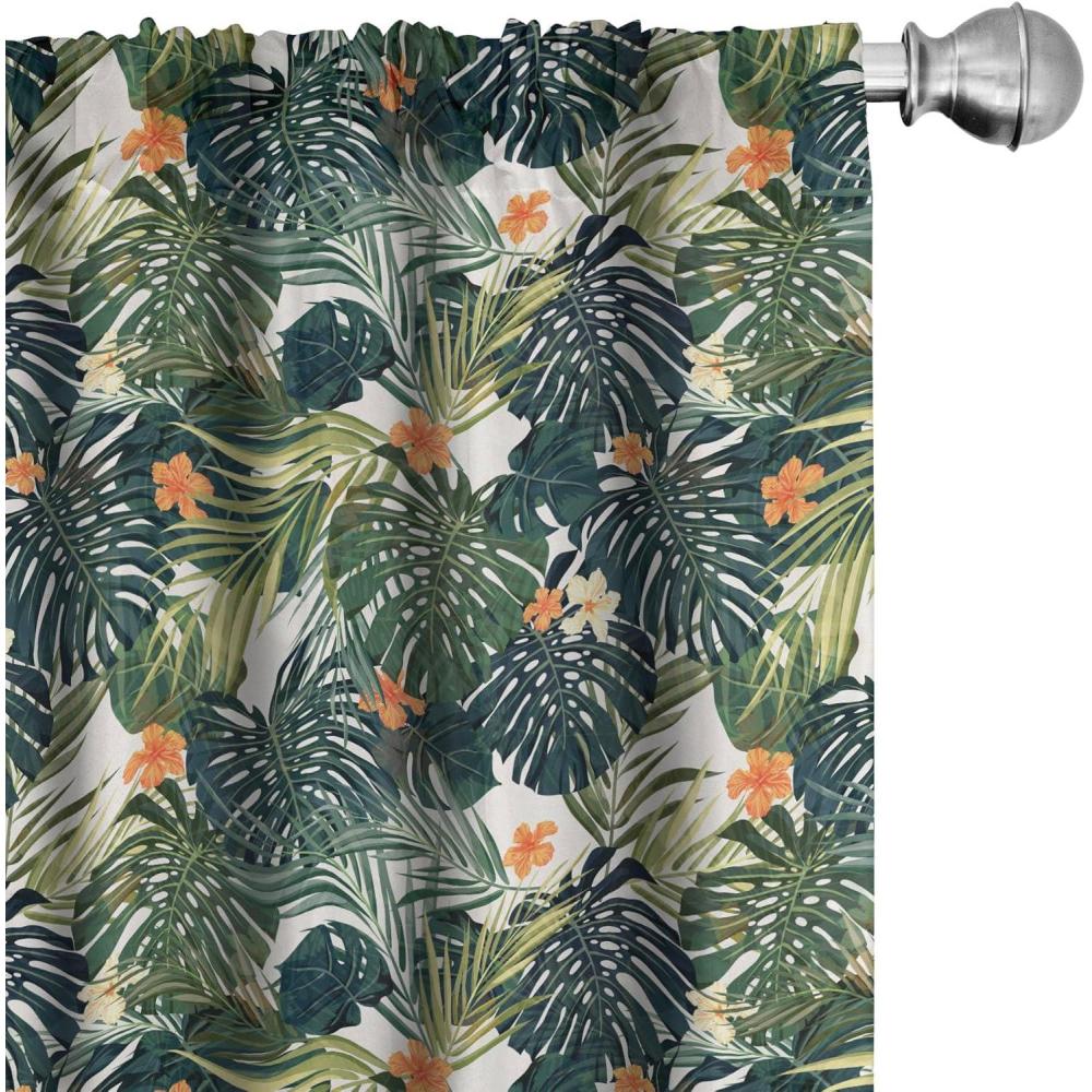 imageAmbesonne Cats Curtains Modern Scandi Pattern of Kitten Love with Romantic Hearts Cartoon Design Window Treatments 2 Panel Set for Living Room Bedroom Pair of 28quot x 63quot Ginger Olive Green WhiteOrange Teal