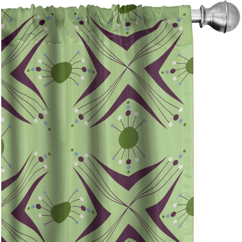 imageAmbesonne Cats Curtains Modern Scandi Pattern of Kitten Love with Romantic Hearts Cartoon Design Window Treatments 2 Panel Set for Living Room Bedroom Pair of 28quot x 63quot Ginger Olive Green WhiteGreen Plum
