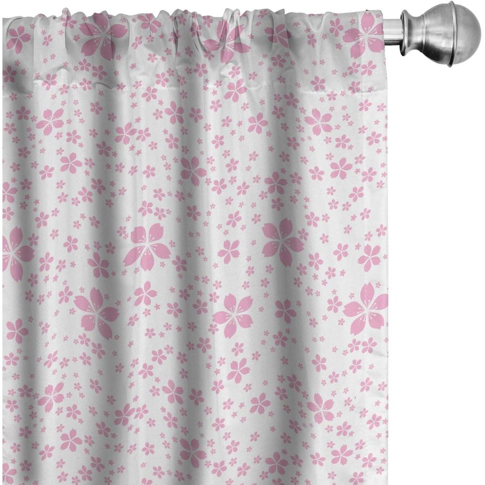 imageAmbesonne Cats Curtains Modern Scandi Pattern of Kitten Love with Romantic Hearts Cartoon Design Window Treatments 2 Panel Set for Living Room Bedroom Pair of 28quot x 63quot Ginger Olive Green WhitePink