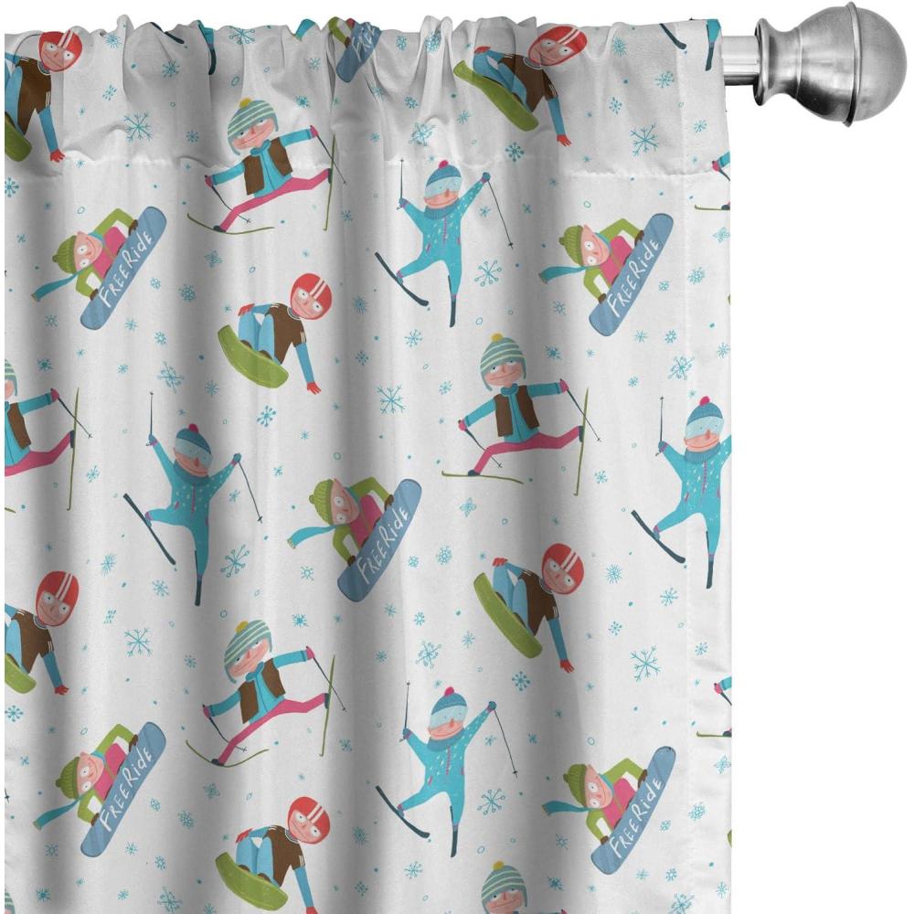 imageAmbesonne Cats Curtains Modern Scandi Pattern of Kitten Love with Romantic Hearts Cartoon Design Window Treatments 2 Panel Set for Living Room Bedroom Pair of 28quot x 63quot Ginger Olive Green WhiteAqua White