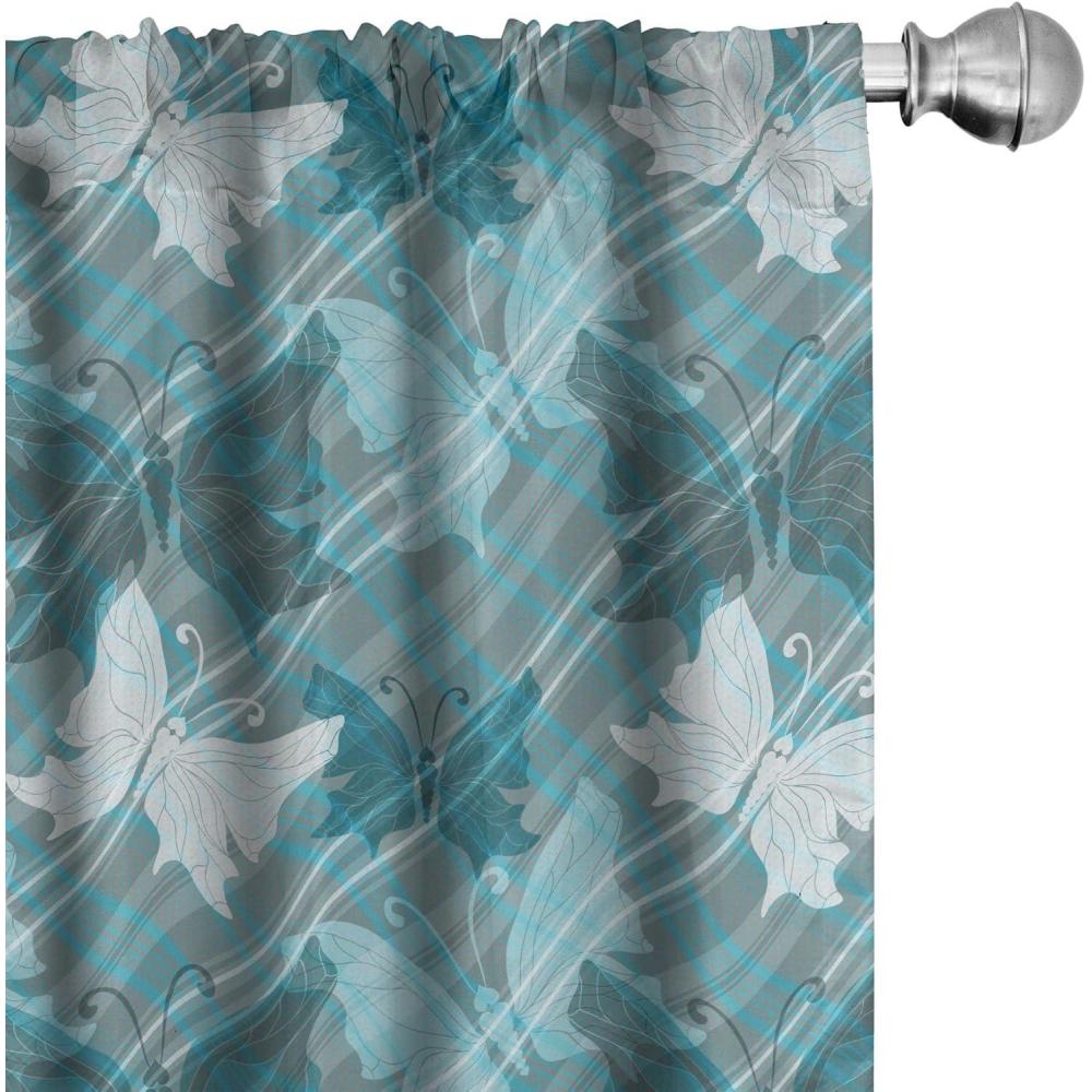imageAmbesonne Cats Curtains Modern Scandi Pattern of Kitten Love with Romantic Hearts Cartoon Design Window Treatments 2 Panel Set for Living Room Bedroom Pair of  28quot x 63quot Ginger Olive Green WhiteTeal Blue