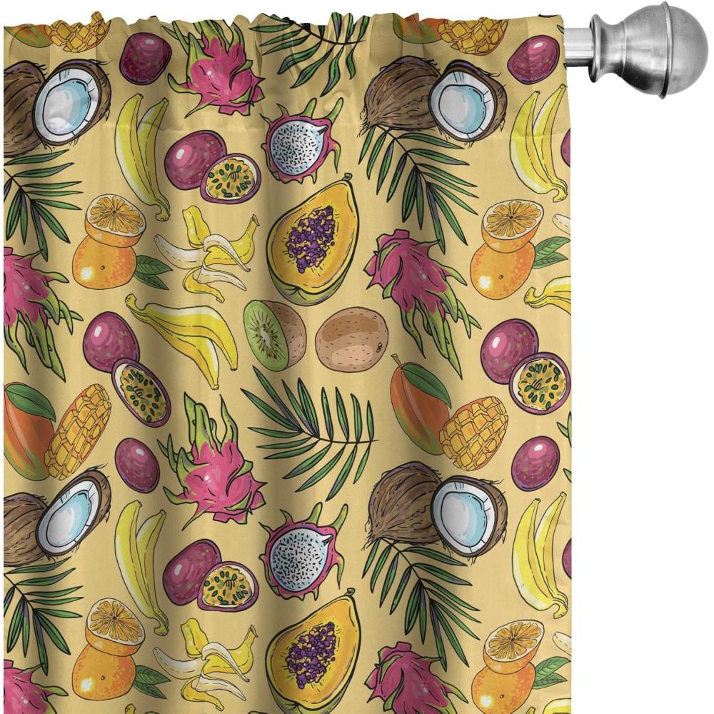 imageAmbesonne Cats Curtains Modern Scandi Pattern of Kitten Love with Romantic Hearts Cartoon Design Window Treatments 2 Panel Set for Living Room Bedroom Pair of 28quot x 63quot Ginger Olive Green WhiteMustard Purple
