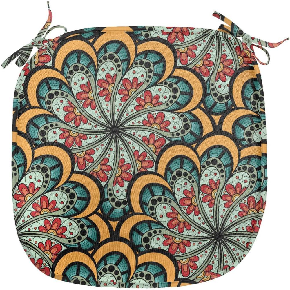 imageAmbesonne Christmas Chair Seating Cushion Set of 6 Pine Fir Cones Balls and Coniferous Tree Leaves Holly Berry Old Fashioned AntiSlip Seat Padding for Kitchen ampamp Patio 16quotx16quot Red Green GreySeafoam Marigold Red