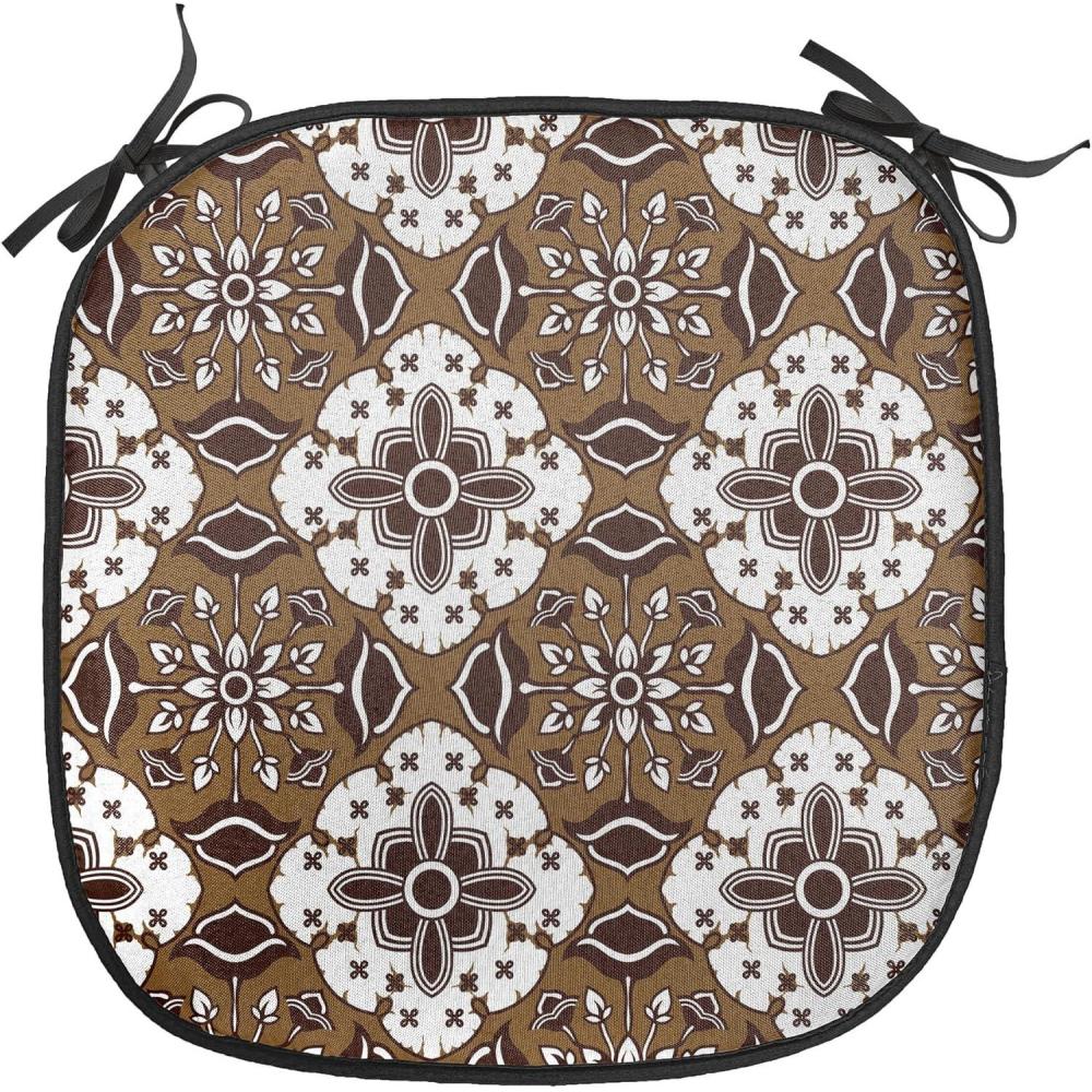 imageAmbesonne Christmas Chair Seating Cushion Set of 6 Pine Fir Cones Balls and Coniferous Tree Leaves Holly Berry Old Fashioned AntiSlip Seat Padding for Kitchen ampamp Patio 16quotx16quot Red Green GreyDark Brown White Brown