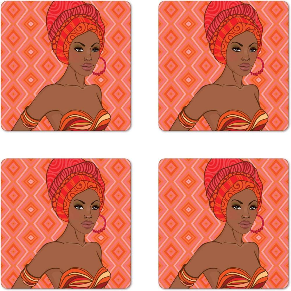 imageAmbesonne Christmas Coaster Set of 4 Retro Style Inspired Noel Slogan with Hanging Baubles on Doodle Grid Frame Print Square Hardboard Gloss Coasters Standard Size Teal BeigeScarlet Umber