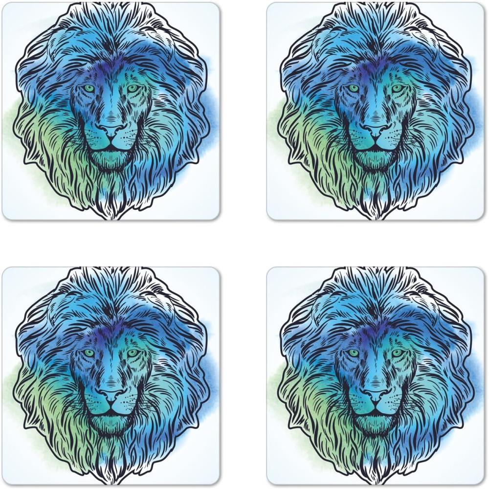 imageAmbesonne Christmas Coaster Set of 4 Retro Style Inspired Noel Slogan with Hanging Baubles on Doodle Grid Frame Print Square Hardboard Gloss Coasters Standard Size Teal BeigePale Blue Turquoise