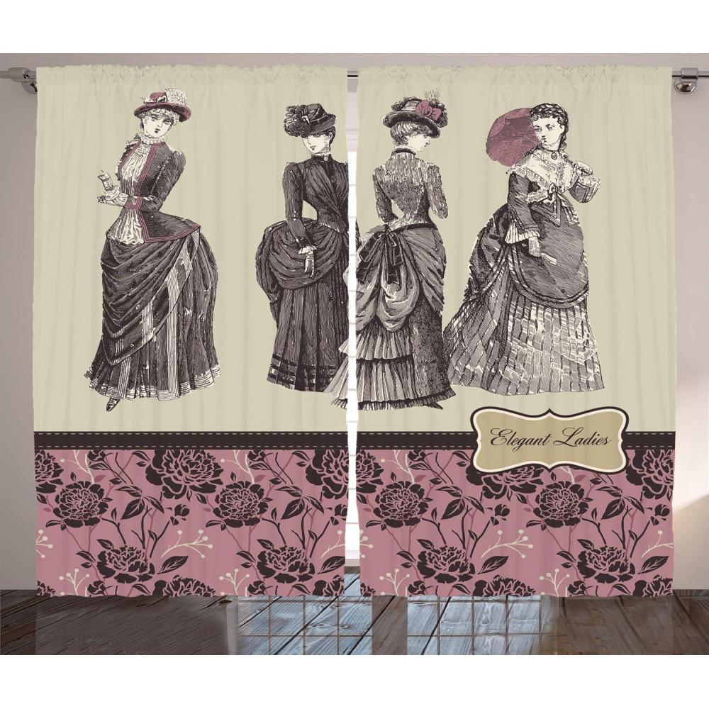 imageAmbesonne Christmas Curtains Classical Christmas Ornaments and Baubles Coniferous Pine Tree Twig Tinsel Print Living Room Bedroom Window Drapes 2 Panel Set 108quot X 90quot Vermilion GreenGrey Rose