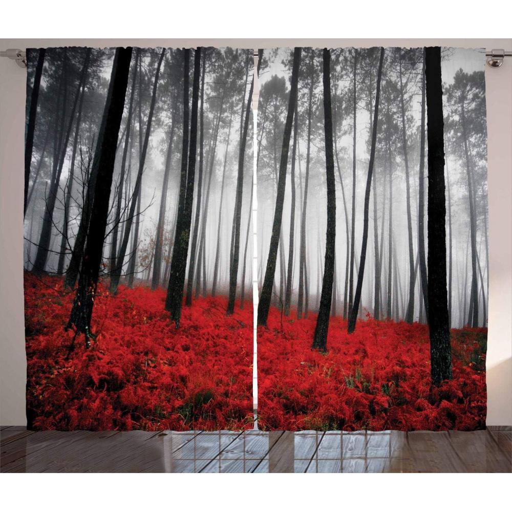 imageAmbesonne Christmas Curtains Classical Christmas Ornaments and Baubles Coniferous Pine Tree Twig Tinsel Print Living Room Bedroom Window Drapes 2 Panel Set 108quot X 90quot Vermilion GreenRed Gray