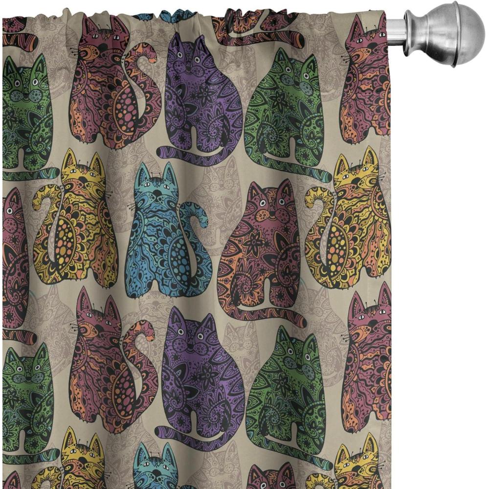 imageAmbesonne Christmas Curtains Tree Branches Spruce Leaves Balls Bells Cones Poinsettia Flowers Mistletoe Berry Window Treatments 2 Panel Set for Living Room Bedroom Pair of 28quot x 63quot Ruby GreenBeige Pink