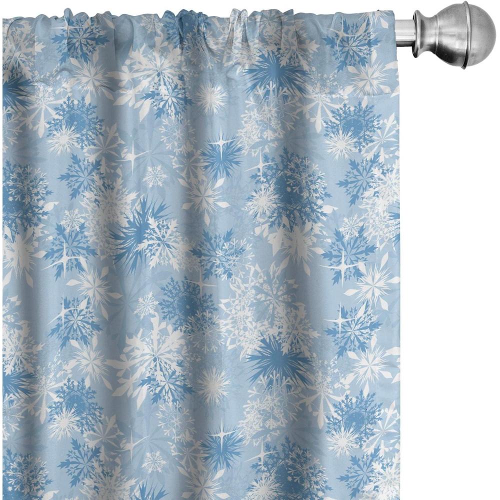 imageAmbesonne Christmas Curtains Tree Branches Spruce Leaves Balls Bells Cones Poinsettia Flowers Mistletoe Berry Window Treatments 2 Panel Set for Living Room Bedroom Pair of  28quot x 63quot Ruby GreenPale Blue