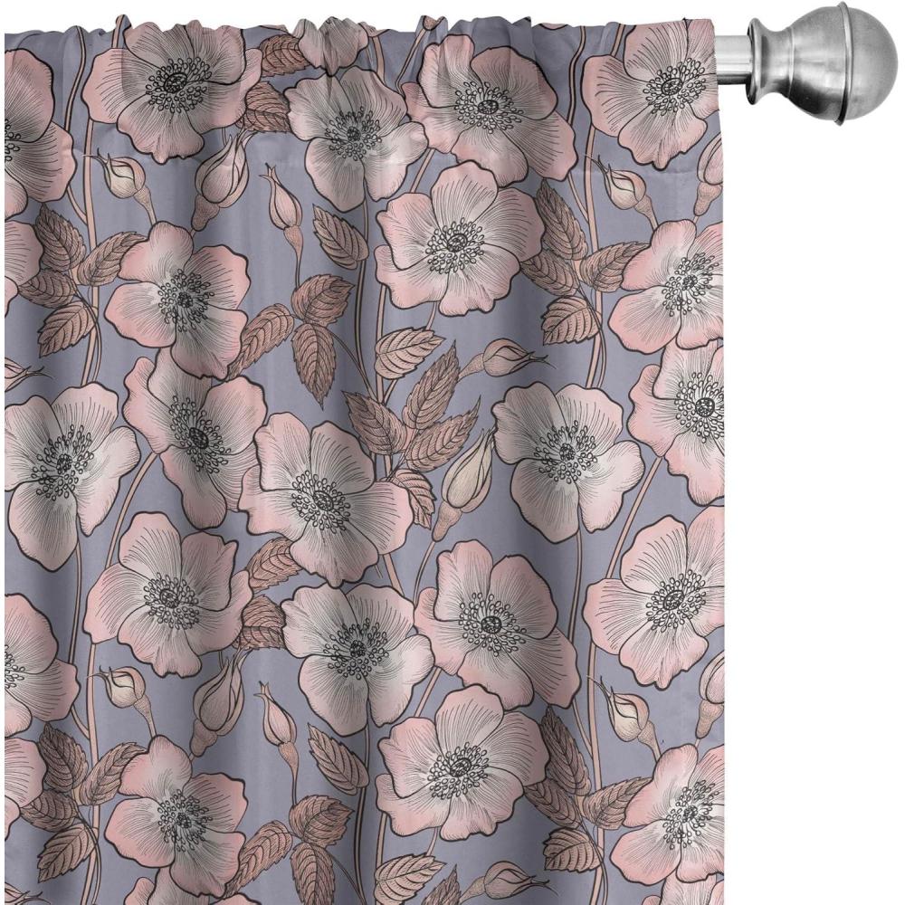imageAmbesonne Christmas Curtains Tree Branches Spruce Leaves Balls Bells Cones Poinsettia Flowers Mistletoe Berry Window Treatments 2 Panel Set for Living Room Bedroom Pair of 28quot x 63quot Ruby GreenBlush Mauve