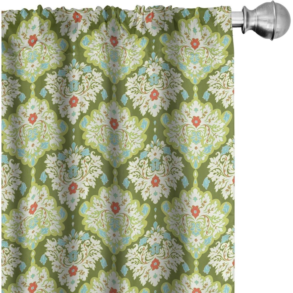 imageAmbesonne Christmas Curtains Tree Branches Spruce Leaves Balls Bells Cones Poinsettia Flowers Mistletoe Berry Window Treatments 2 Panel Set for Living Room Bedroom Pair of 28quot x 63quot Ruby GreenGreen Mint