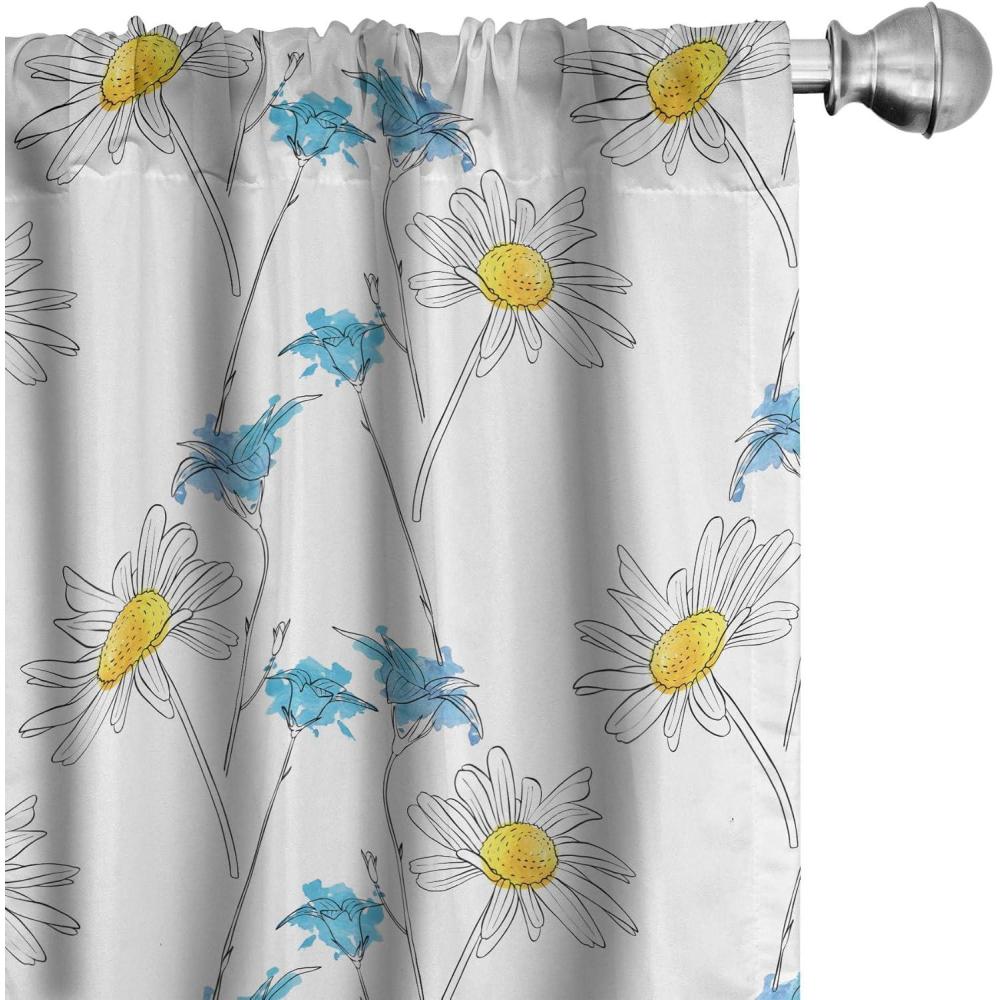 imageAmbesonne Christmas Curtains Tree Branches Spruce Leaves Balls Bells Cones Poinsettia Flowers Mistletoe Berry Window Treatments 2 Panel Set for Living Room Bedroom Pair of 28quot x 63quot Ruby GreenAzure Blue Yellow White