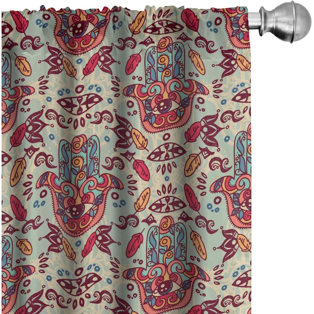 imageAmbesonne Christmas Curtains Tree Branches Spruce Leaves Balls Bells Cones Poinsettia Flowers Mistletoe Berry Window Treatments 2 Panel Set for Living Room Bedroom Pair of  28quot x 63quot Ruby GreenRed Blue