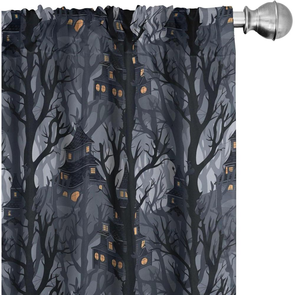 imageAmbesonne Christmas Curtains Tree Branches Spruce Leaves Balls Bells Cones Poinsettia Flowers Mistletoe Berry Window Treatments 2 Panel Set for Living Room Bedroom Pair of 28quot x 63quot Ruby GreenGrey Orange and Dimgray