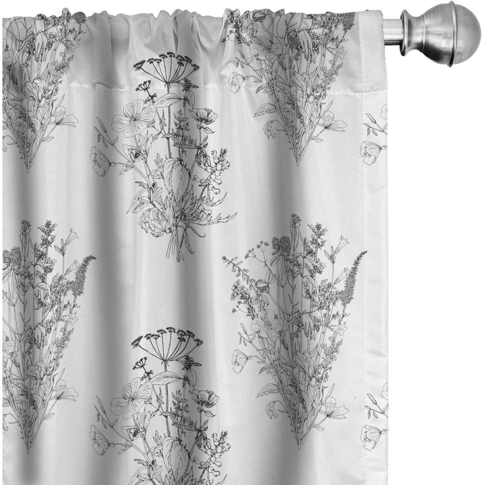 imageAmbesonne Christmas Curtains Tree Branches Spruce Leaves Balls Bells Cones Poinsettia Flowers Mistletoe Berry Window Treatments 2 Panel Set for Living Room Bedroom Pair of  28quot x 63quot Ruby GreenOff White Grey