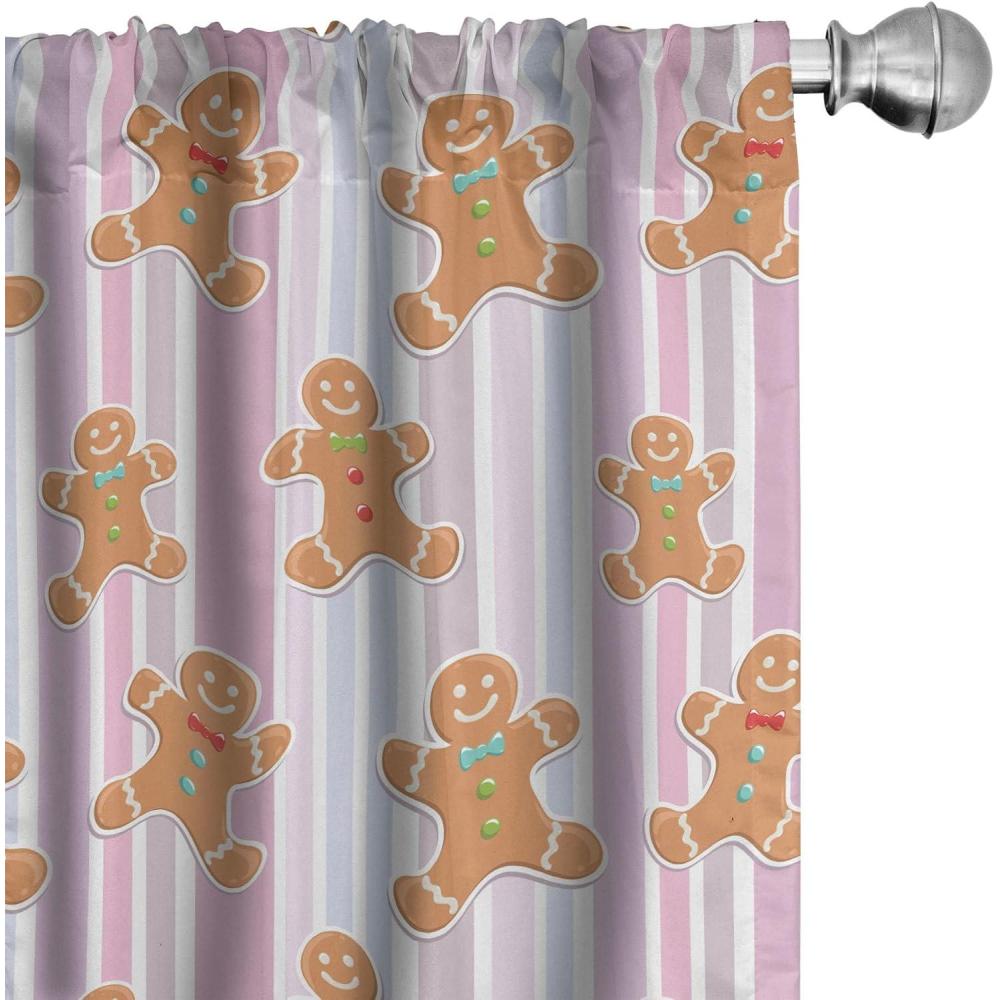 imageAmbesonne Christmas Curtains Tree Branches Spruce Leaves Balls Bells Cones Poinsettia Flowers Mistletoe Berry Window Treatments 2 Panel Set for Living Room Bedroom Pair of 28quot x 63quot Ruby GreenBrown Pink