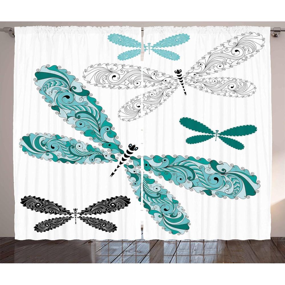 imageAmbesonne Christmas Curtains Wooden Rustic Log Cottage Scenery in The Winter Season Warm Moonlight Living Room Bedroom Window Drapes 2 Panel Set 108 X 84 White NavyTurquoise Black